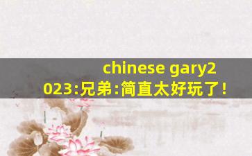 chinese gary2023:兄弟:简直太好玩了！